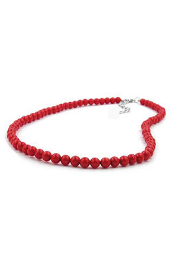 NECKLACE BEADS 6MM RED SHINY 80CM