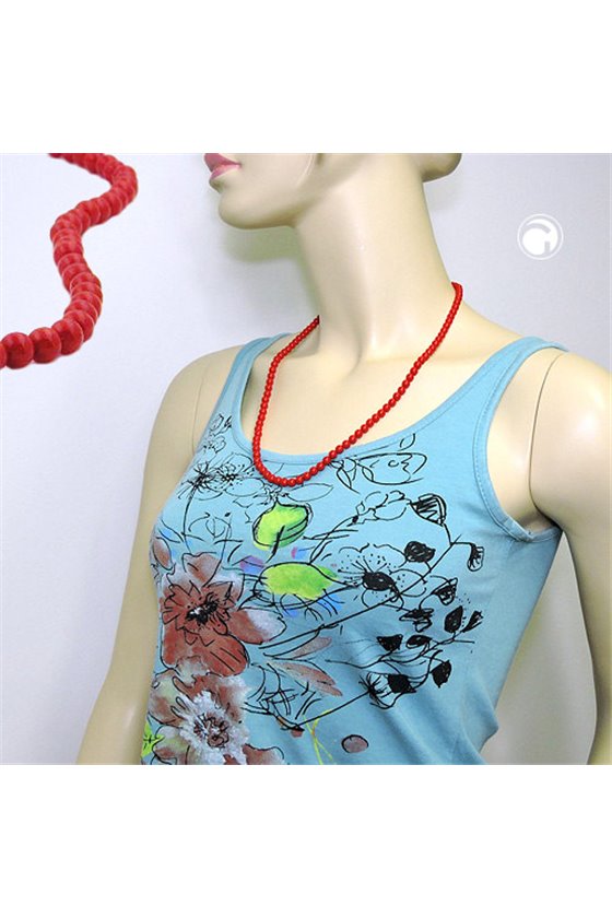 NECKLACE BEADS 6MM RED SHINY 60CM