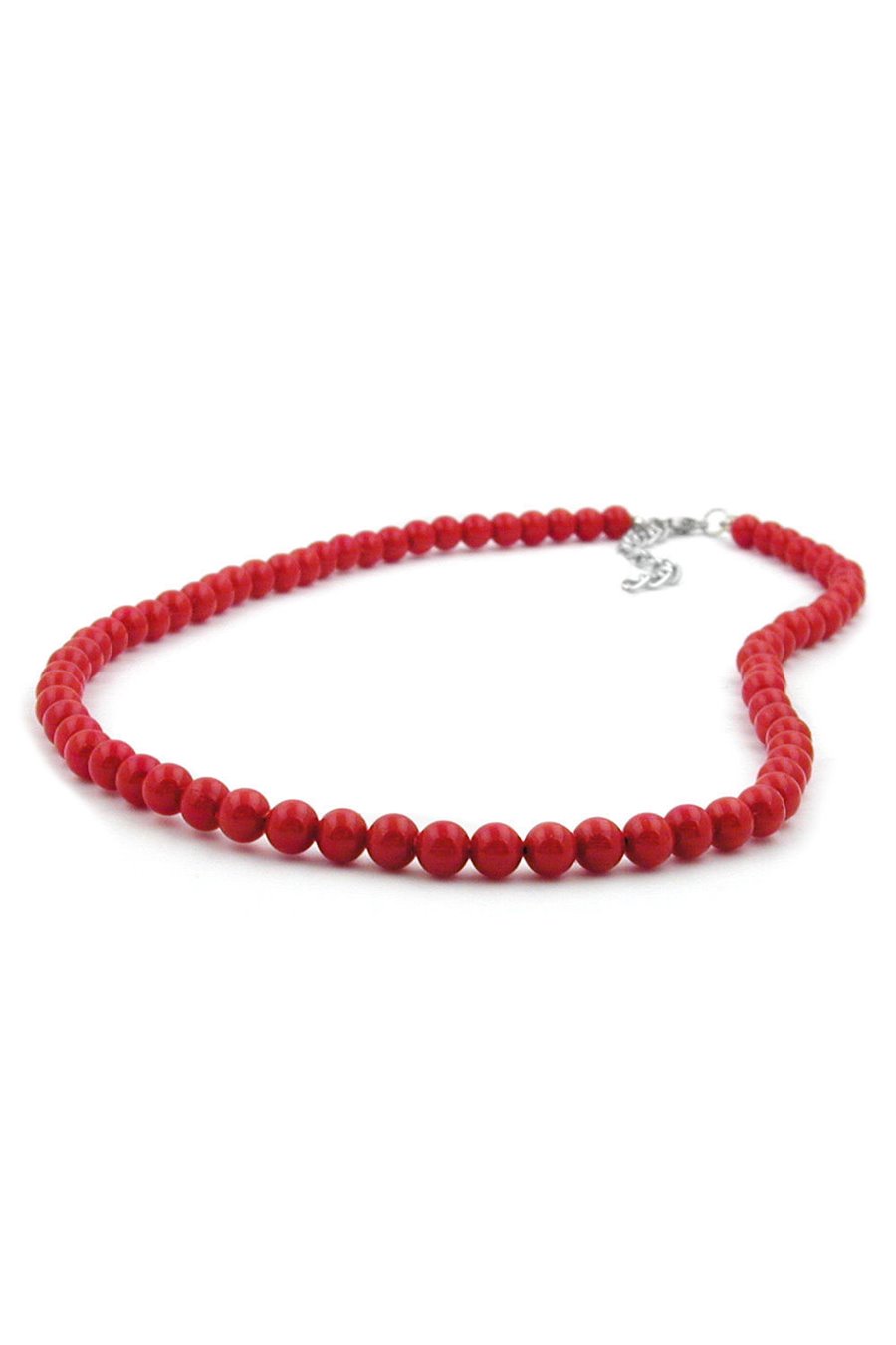 NECKLACE BEADS 6MM RED SHINY 55CM
