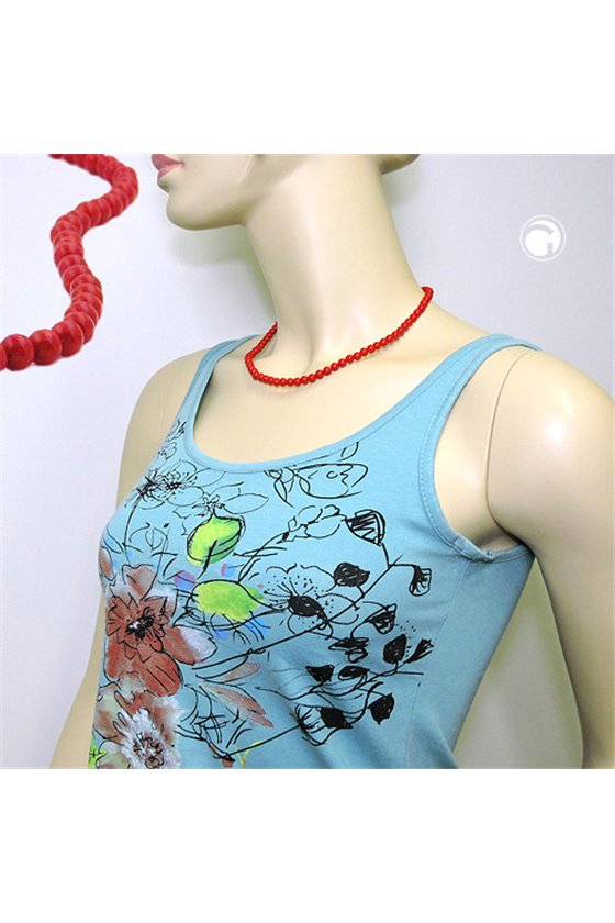 NECKLACE BEADS 6MM RED SHINY 45CM