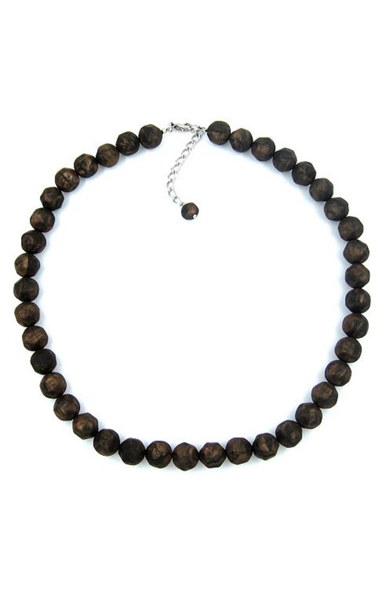 NECKLACE BAROQUE BEADS 8MM BROWN MARBLED