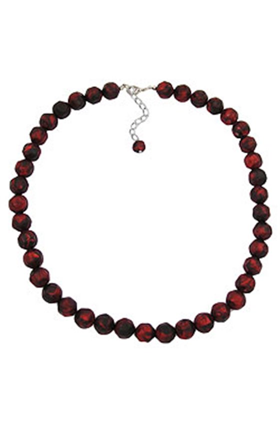 NECKLACE BAROQUE BEADS 12MM RED-BLACK 50CM