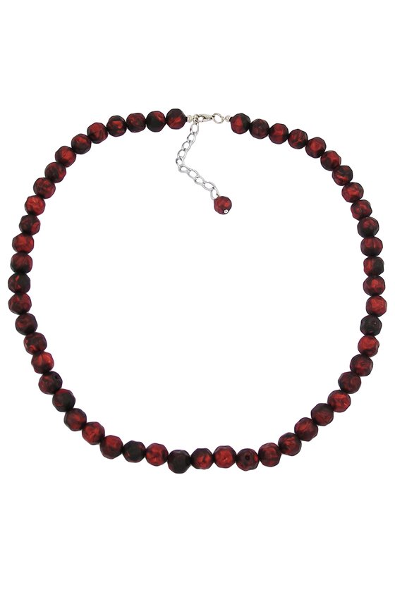 NECKLACE BAROQUE BEADS 10MM RED/BLACK MARBLED