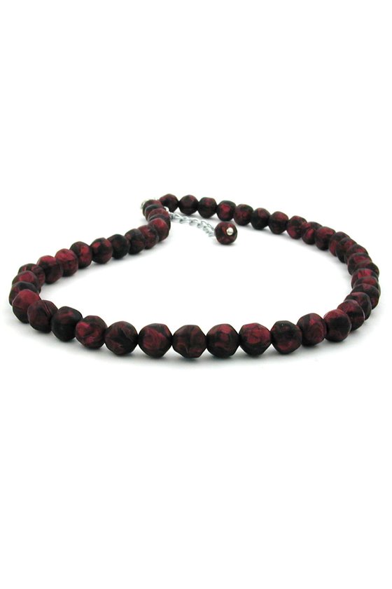 NECKLACE BAROQUE BEADS 8MM RED-BLACK 45CM