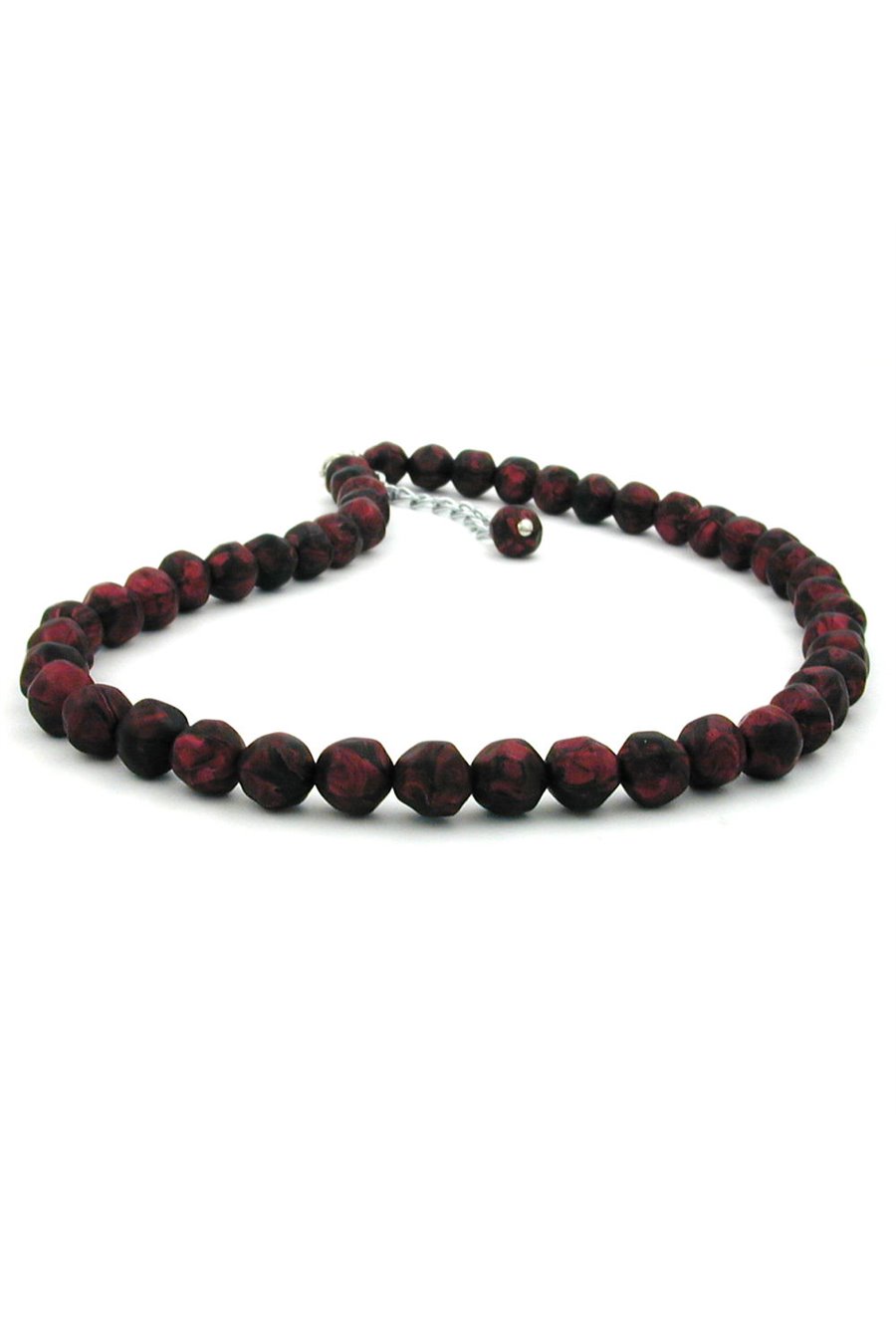 NECKLACE BAROQUE BEADS 8MM RED-BLACK 45CM