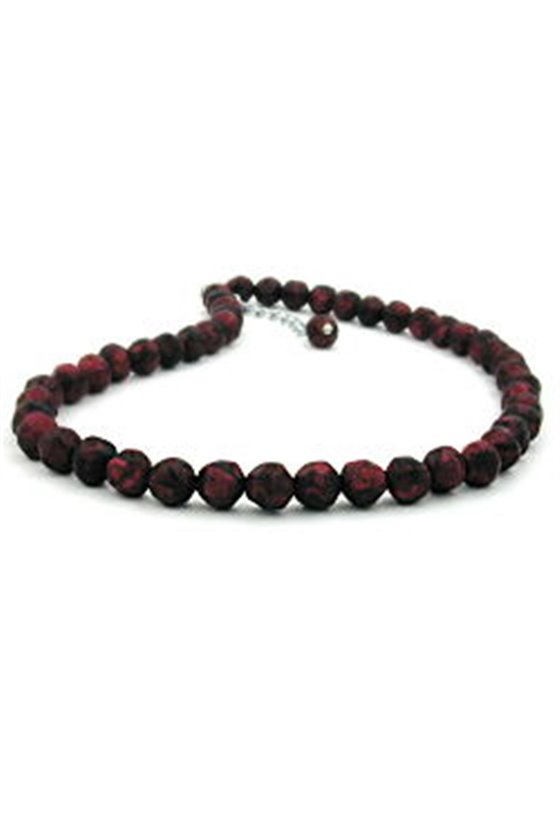 NECKLACE BAROQUE BEADS 8MM RED-BLACK 45CM