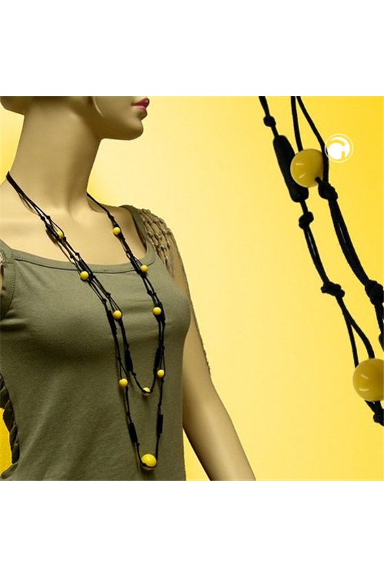NECKLACE 2 ROWS YELLOW/ BLACK