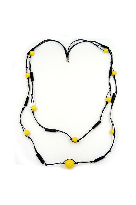 NECKLACE 2 ROWS YELLOW/ BLACK