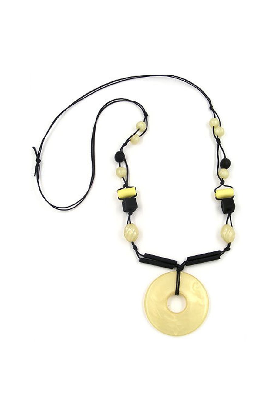NECKLACE ROUND YELLOW-SILK-BLACK 95CM