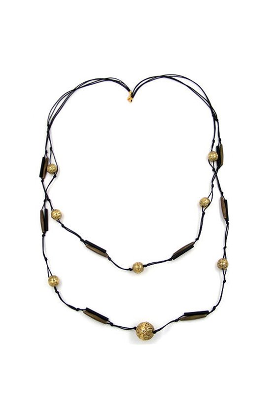 NECKLACE 2 ROWS ANTIQUE BRASS 100CM