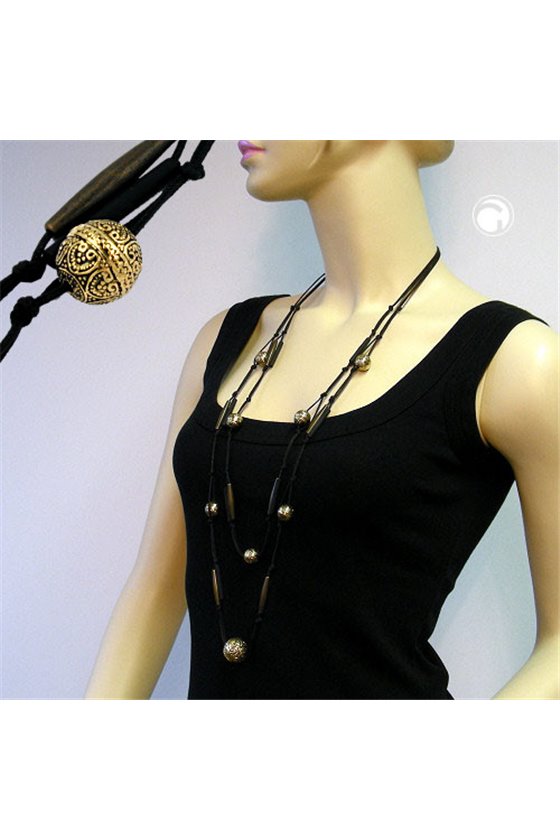 NECKLACE 2 ROWS ANTIQUE BRASS 100CM