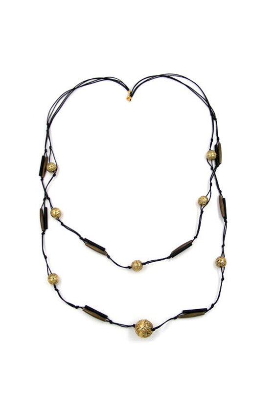 NECKLACE 2 ROWS ANTIQUE BRASS 100CM