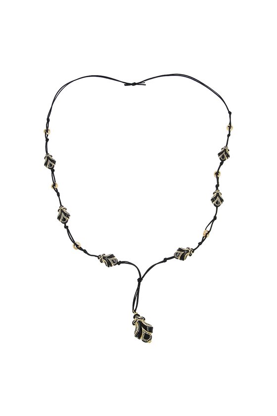 NECKLACE DESIGNER BEADS BLACK/GOLD-COLOURED