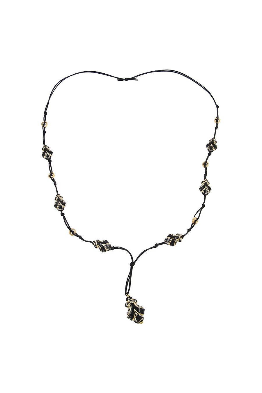 NECKLACE DESIGNER BEADS BLACK/GOLD-COLOURED