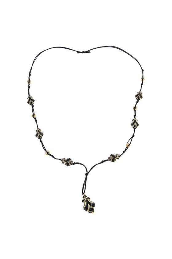 NECKLACE DESIGNER BEADS BLACK/GOLD-COLOURED