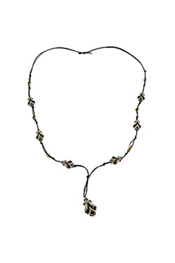 NECKLACE DESIGNER BEADS BLACK/GOLD-COLOURED