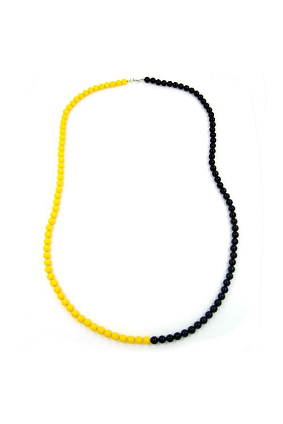 NECKLACE BEADS 8MM YELLOW-BLACK 90CM