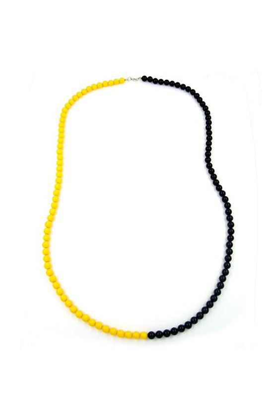 NECKLACE BEADS 8MM YELLOW-BLACK 90CM