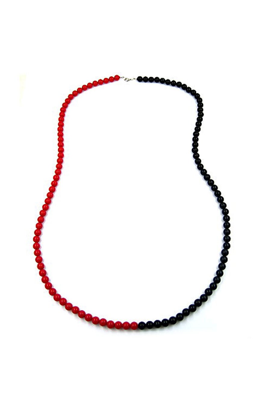 NECKLACE BEADS 8MM RED-BLACK 90CM