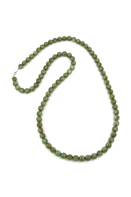 NECKLACE BEADS 12MM OLIVE-GREEN