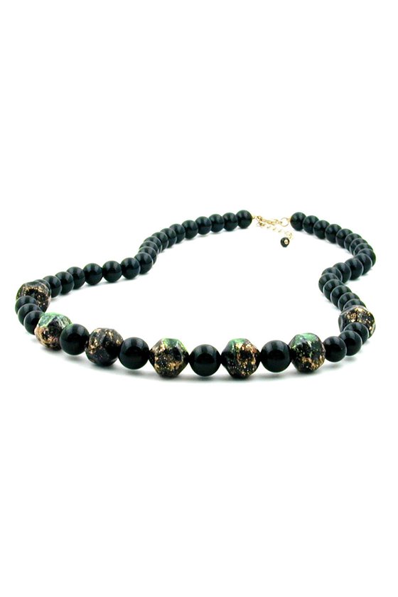 NECKLACE BAROQUE BEADS BLACK/ GREEN