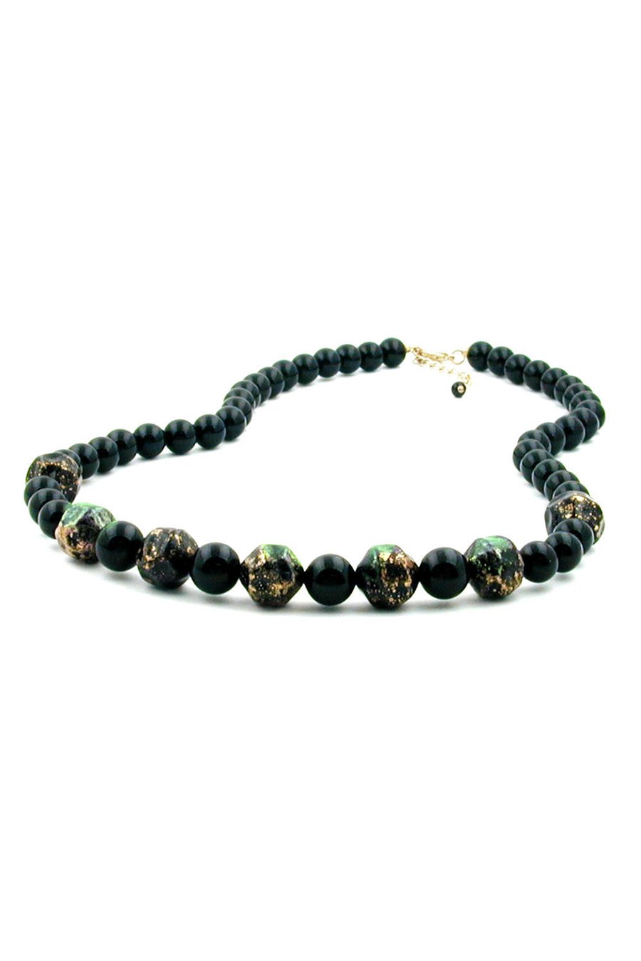 NECKLACE BAROQUE BEADS BLACK/ GREEN
