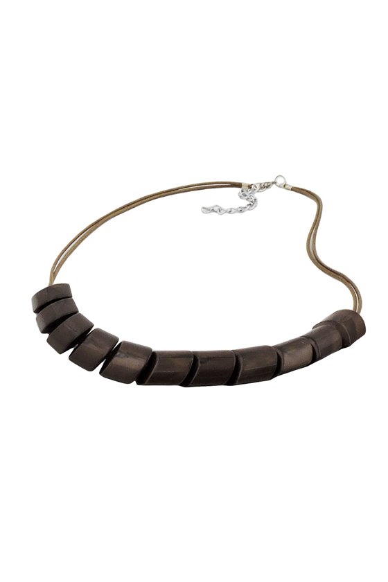 NECKLACE SLANTED BEADS OLIVE DRAB