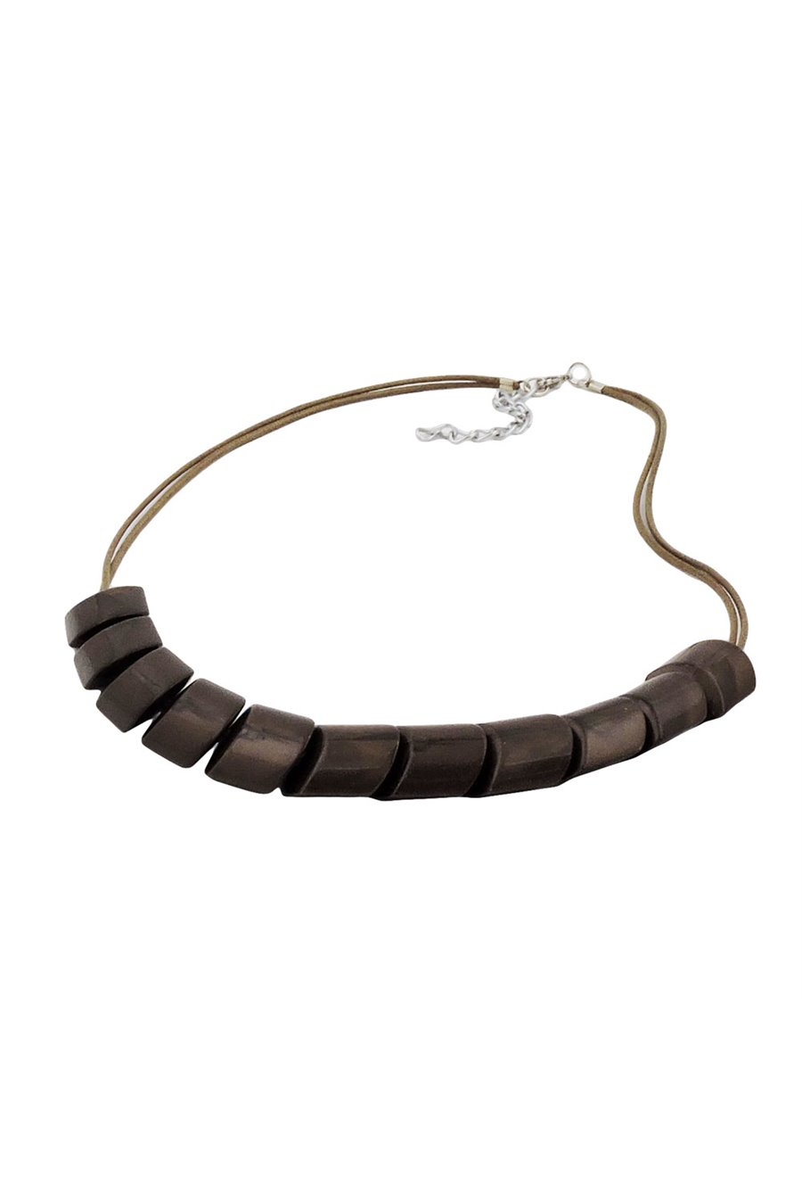 NECKLACE SLANTED BEADS OLIVE DRAB