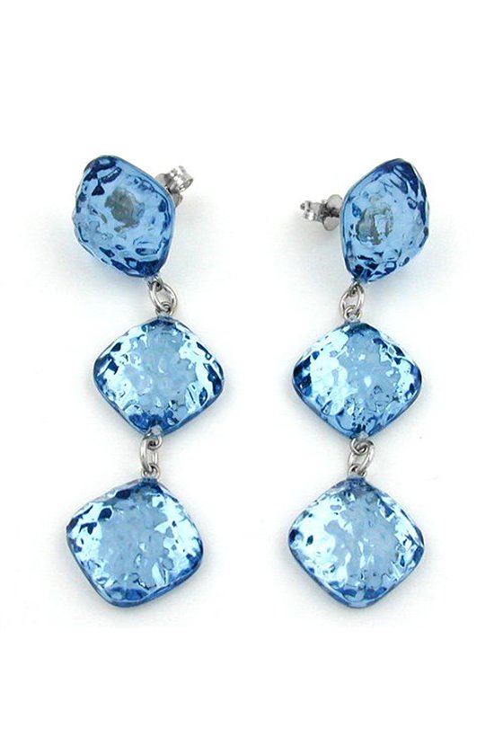 STUD EARRINGS THREE PARTED BLUE TRANSPARENT
