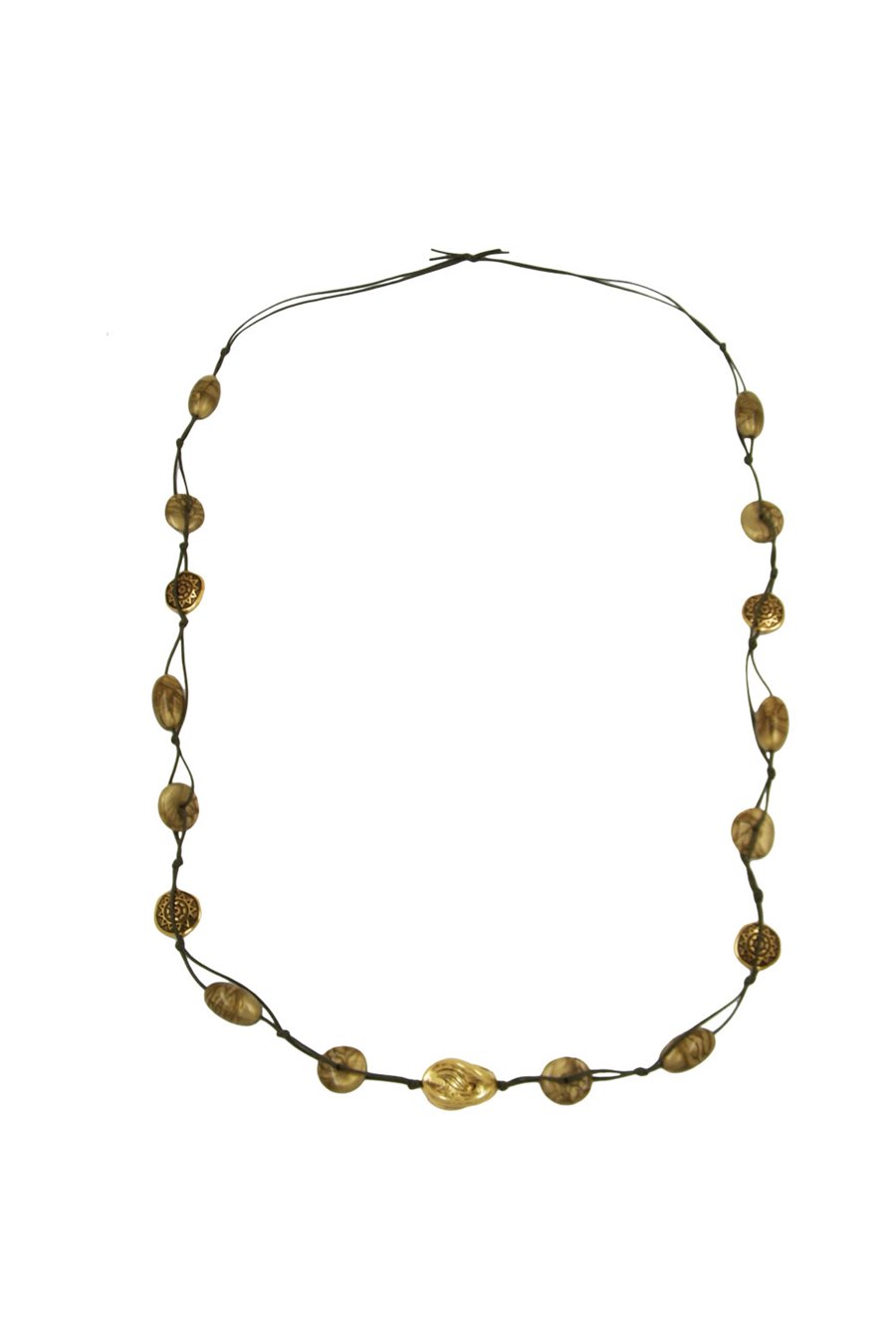 NECKLACE BAROQUE BEADS GREEN/ GOLD