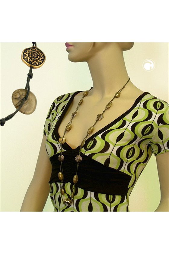 NECKLACE BAROQUE BEADS GREEN/ GOLD