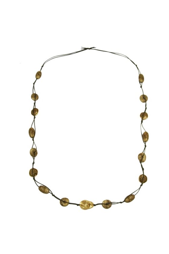NECKLACE BAROQUE BEADS GREEN/ GOLD