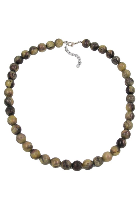 NECKLACE BEADS 12MM GREEN-BLACK 50CM