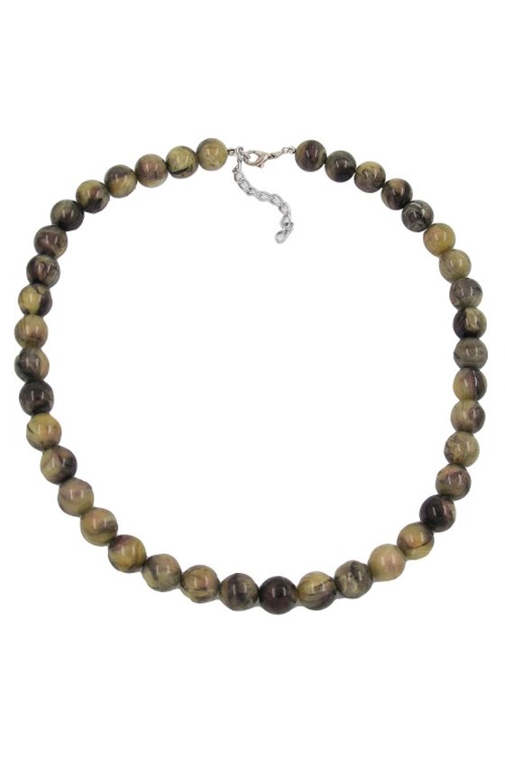 NECKLACE BEADS 12MM GREEN-BLACK 50CM