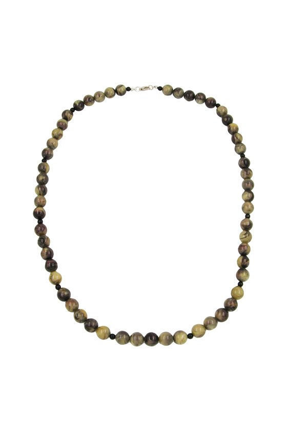 NECKLACE BEADS 12MM GREEN-BLACK 75CM