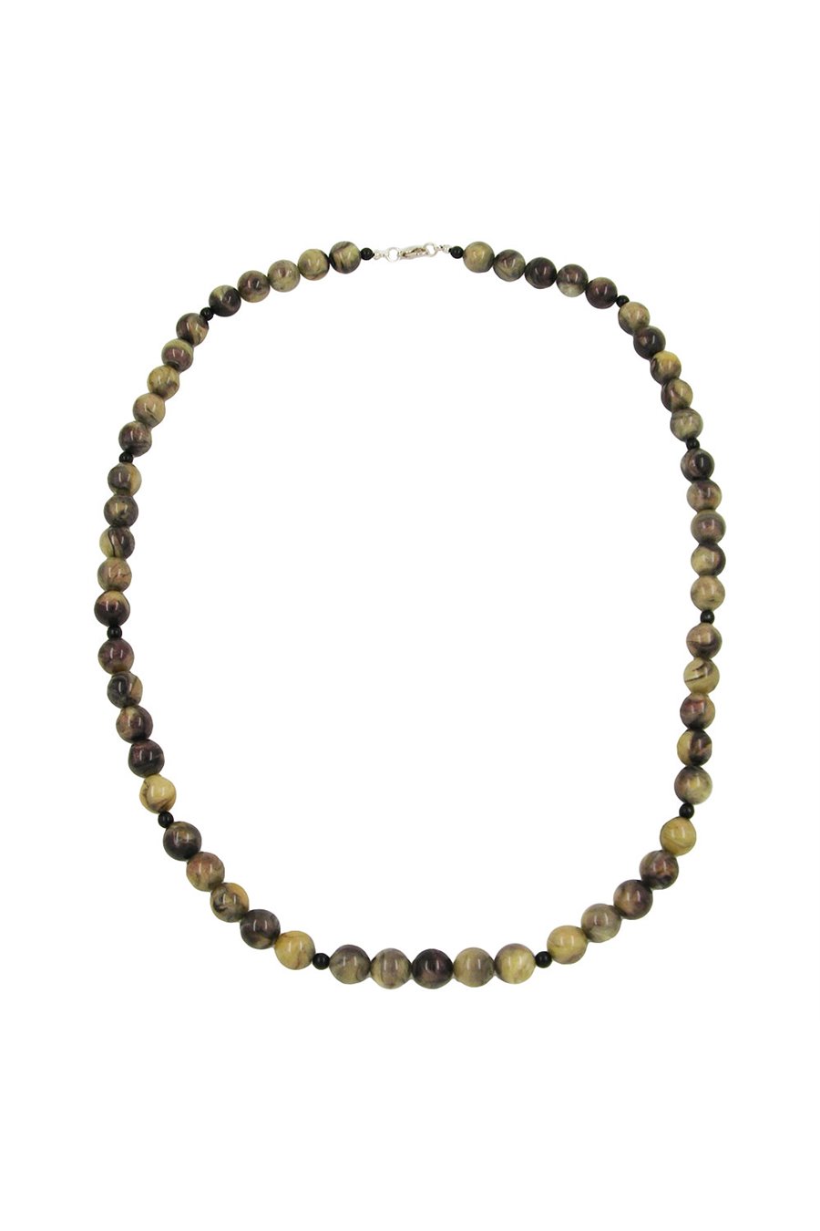 NECKLACE BEADS 12MM GREEN-BLACK 75CM