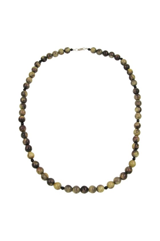 NECKLACE BEADS 12MM GREEN-BLACK 75CM