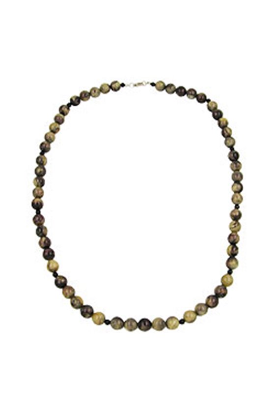 NECKLACE BEADS 12MM GREEN-BLACK 75CM