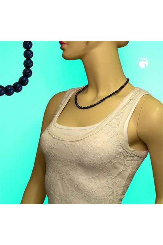 NECKLACE BEADS DARK BLUE 6MM