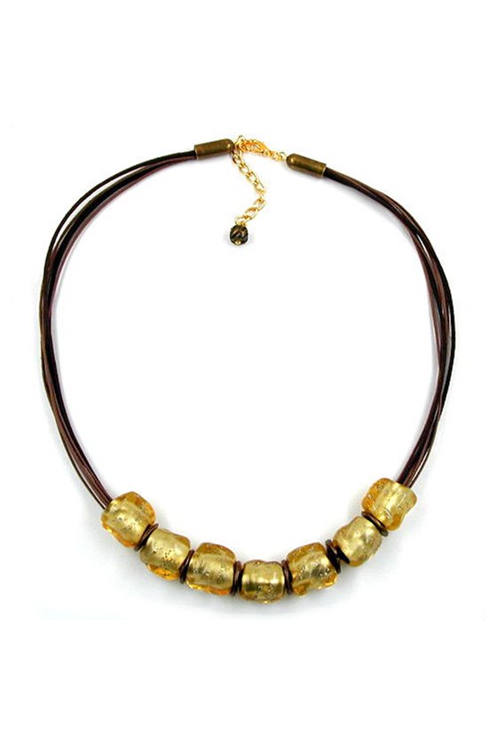NECKLACE STONE BEAD GOLD-TONE 50CM