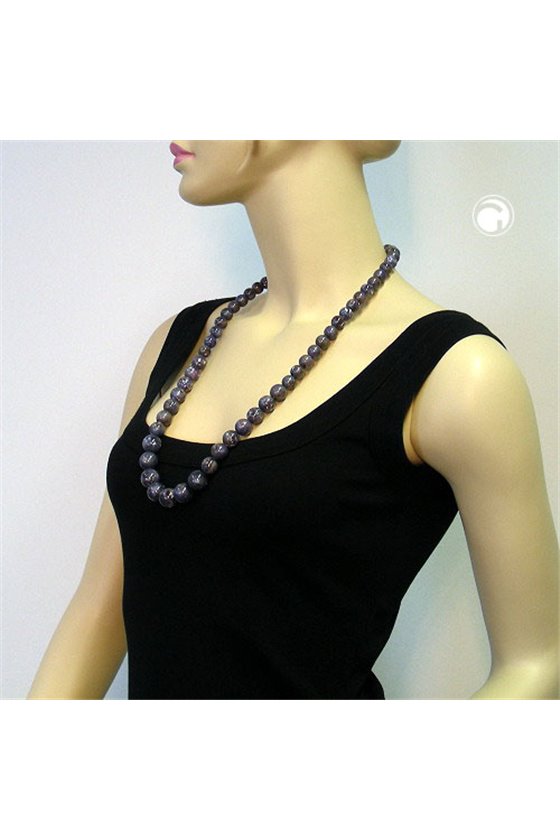 NECKLACE BEADS GREY/ LILAC