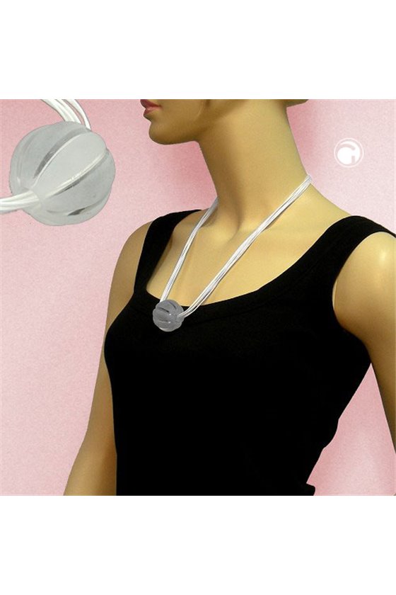 NECKLACE BIG BEAD TRANSPARENT/ GOLD