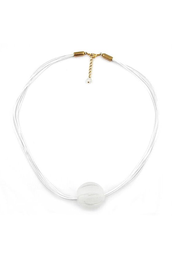 NECKLACE BIG BEAD TRANSPARENT/ GOLD