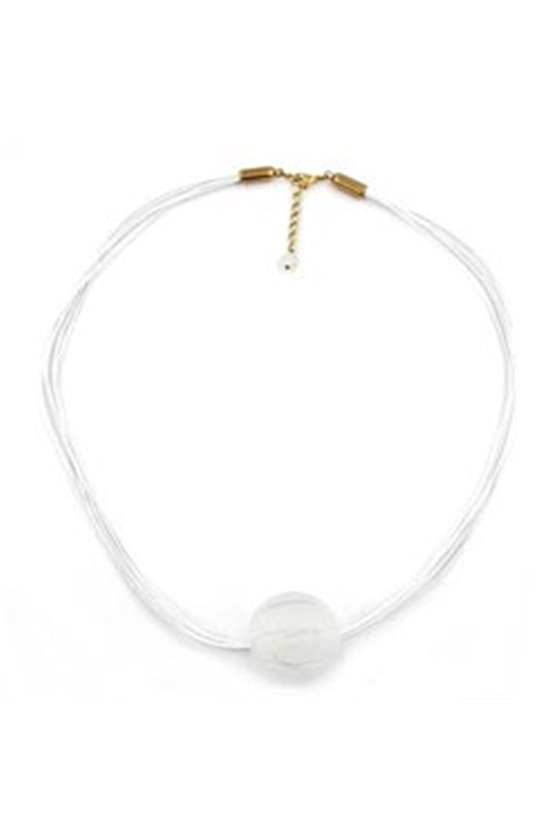 NECKLACE BIG BEAD TRANSPARENT/ GOLD