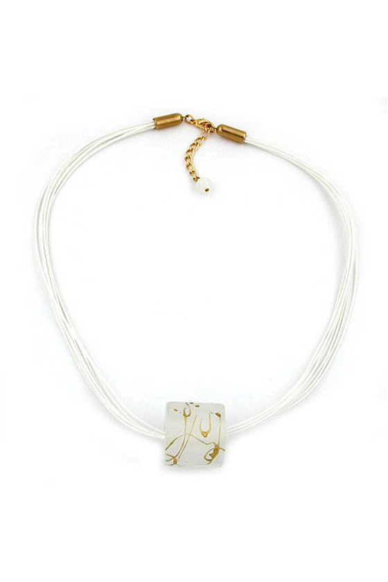 NECKLACE BIG BEAD TRANSPARENT/ GOLD