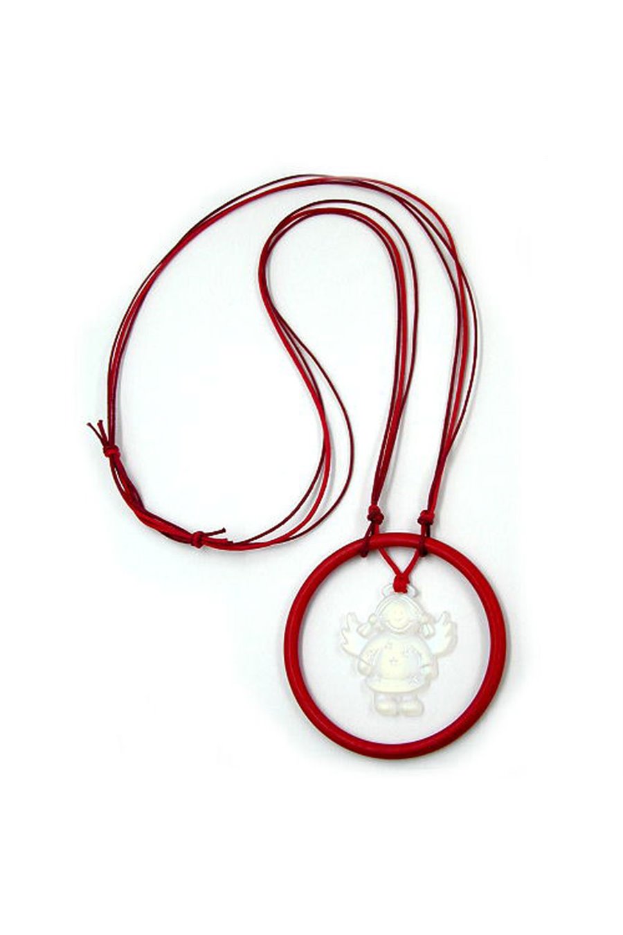 NECKLACE ANGEL IN A RING RED 90CM
