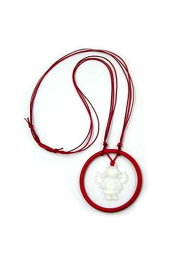 NECKLACE ANGEL IN A RING RED 90CM