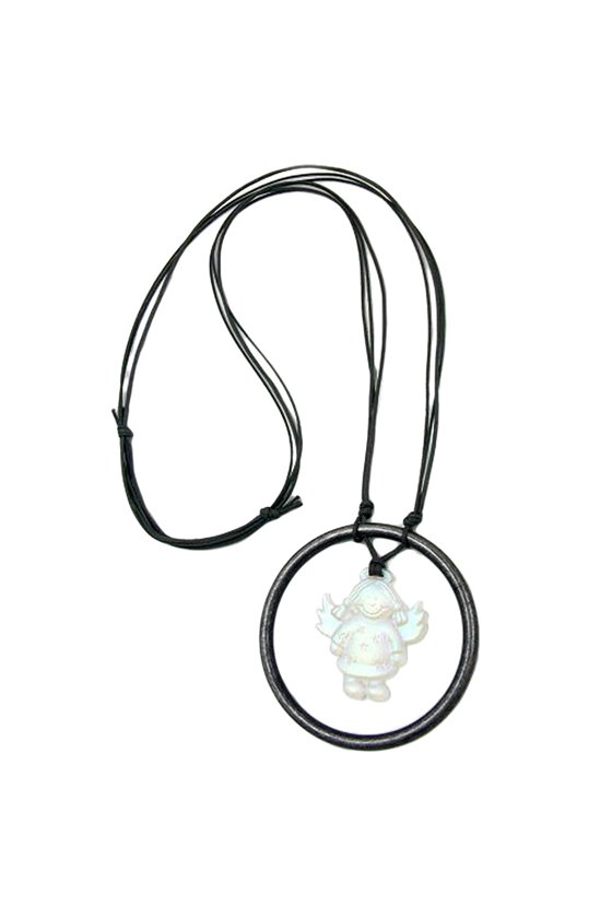 NECKLACE ANGEL IN A RING GREY 90CM