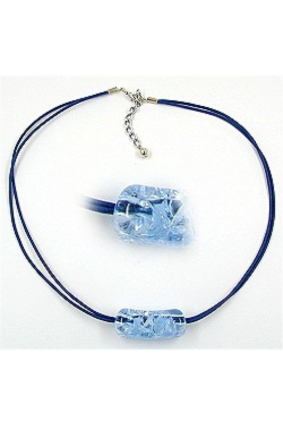 NECKLACE BEADS AQUA-BLUE SILVER