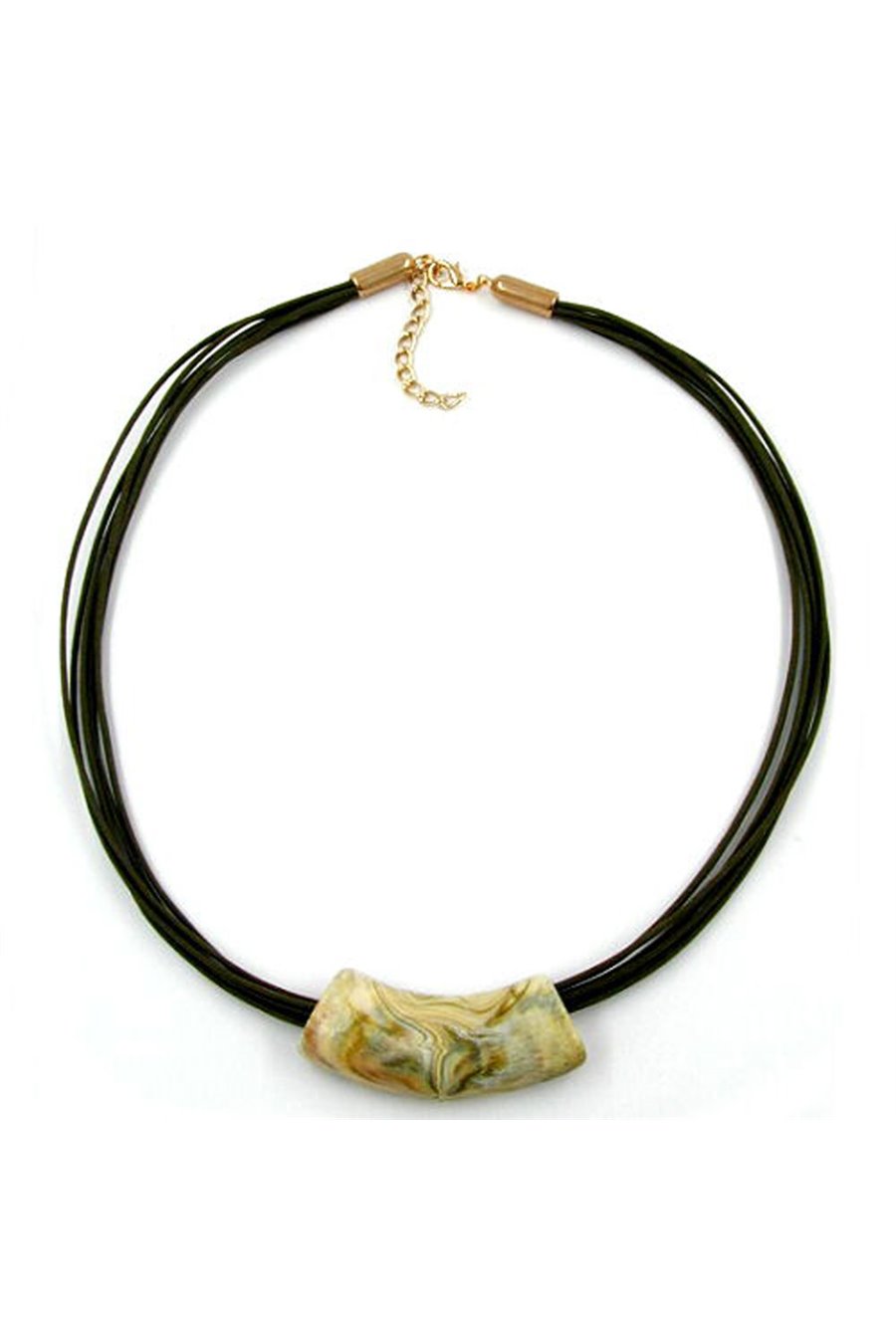 NECKLACE TUBE FLAT CURVED BEIGE-OLIVE 50CM